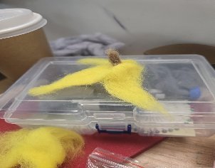 Needle-felted banana peel prop