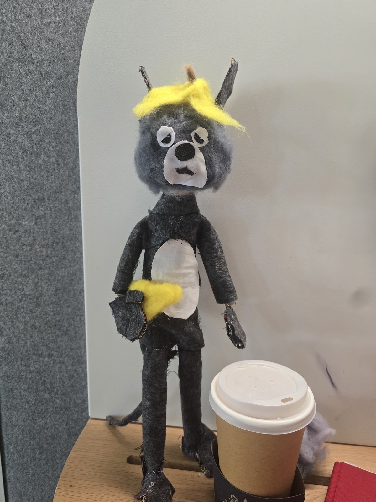 Needle-felted cheese prop